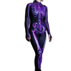 Halloween Scary Skeleton Costume Women Kids Family Horror Skull Jumpsuit Carnival Party Halloween Parent-Child Pajama Outfits