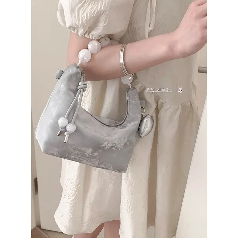 New Chinese Style Beaded Handbag Fashionable Velvet Cloud Handbag Small Exquisite Elegant Lightweight Suitable  Skirts Vacation