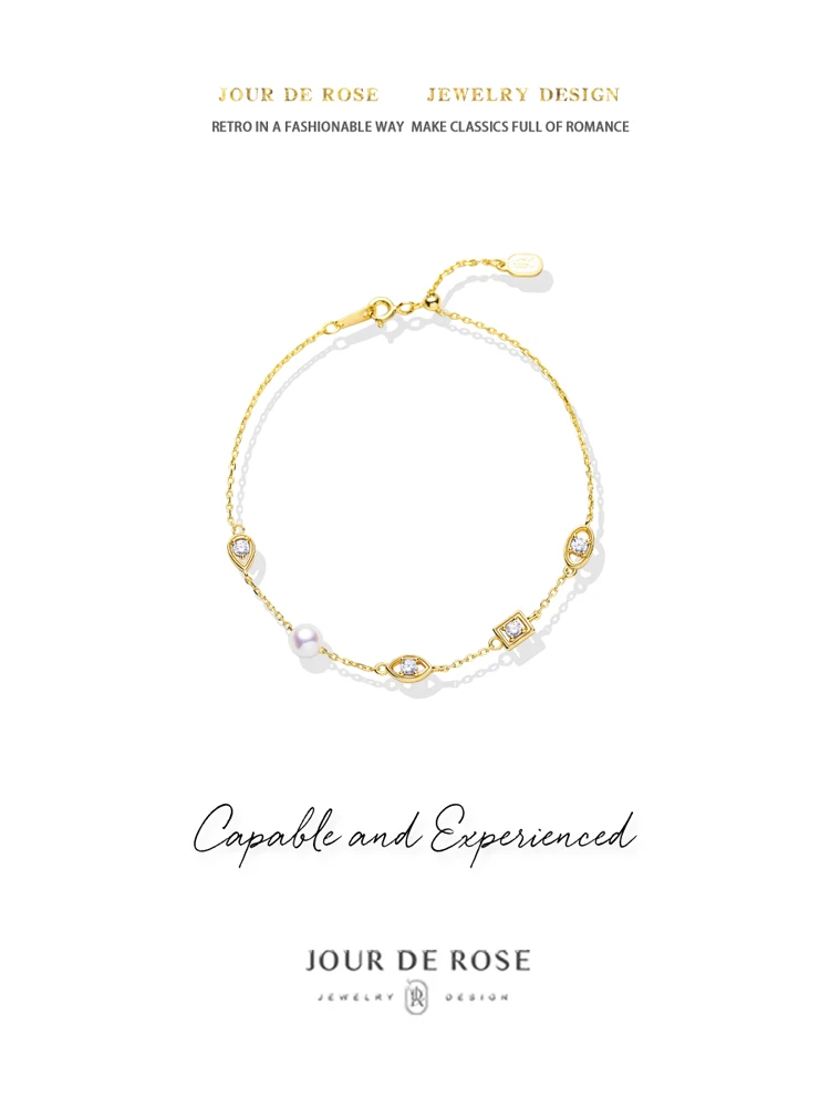 

”Linear Poetry" Vintage Design Daily Temperament Light Luxury Natural Pearl Sterling Silver Bracelet