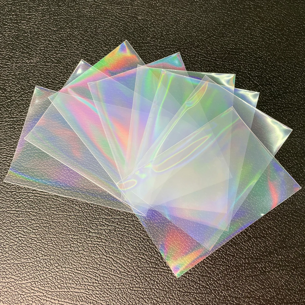 100pcs Board Game TCG Card Sleeves Rainbow Foil Transparent Laser Clear  YGO/PKM Kpop Photo Protector Trading Cards Shield Cover