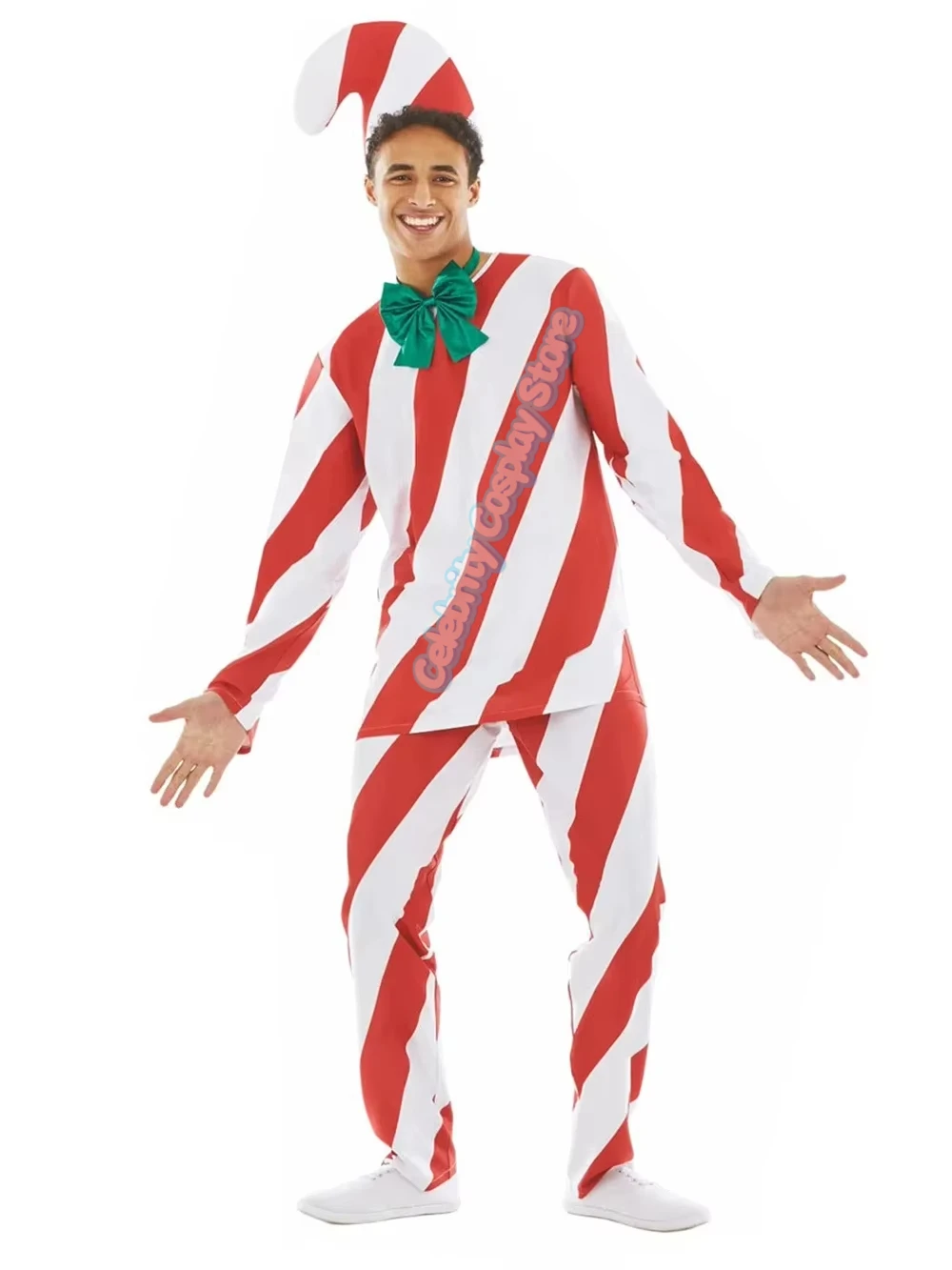 الكبار الاطفال عيد الميلاد تأثيري قصب الحلوى زي عيد الميلاد كرنفال حفلة مرحلة الأداء لعب الأدوار سانتا كلوز فستان بتصميم حالم