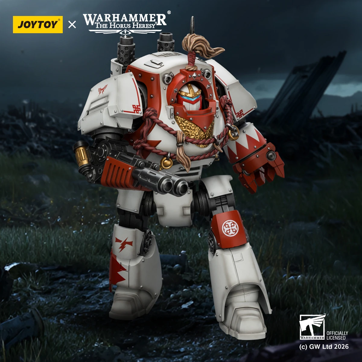 

【Pre-sale】JOYTOY Warhammer 40K 1/18 Action Figure White Scars Qin Xa Hibou Khan Contemptor Dreadnought