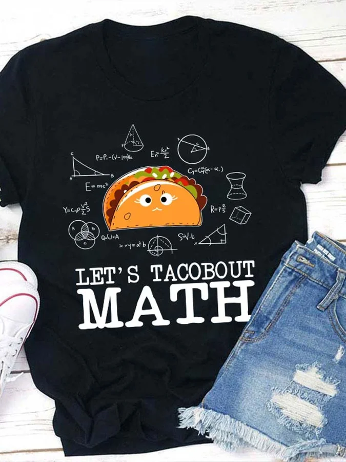 Lets Tacobout Math Teacher Shirt Women Funny Science Graphic Tees 90s Vintage Style Crewneck Short Sleeve Casual Summer Class Outfit