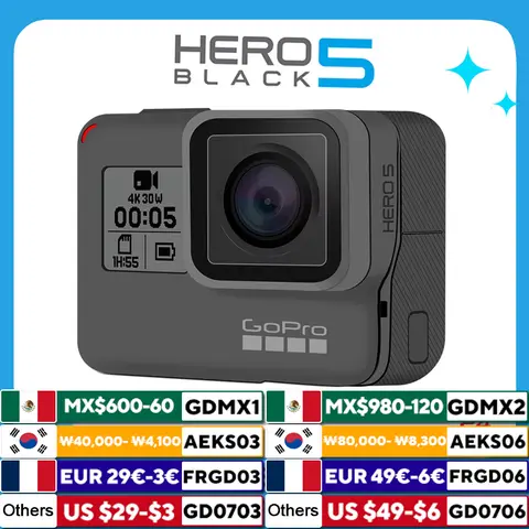 GoPro HERO5 Black Sports Camera 4k Ultra HD Video 1080P Anti Shake Cycling Helmet Go Pro Camera Optional Memory Card