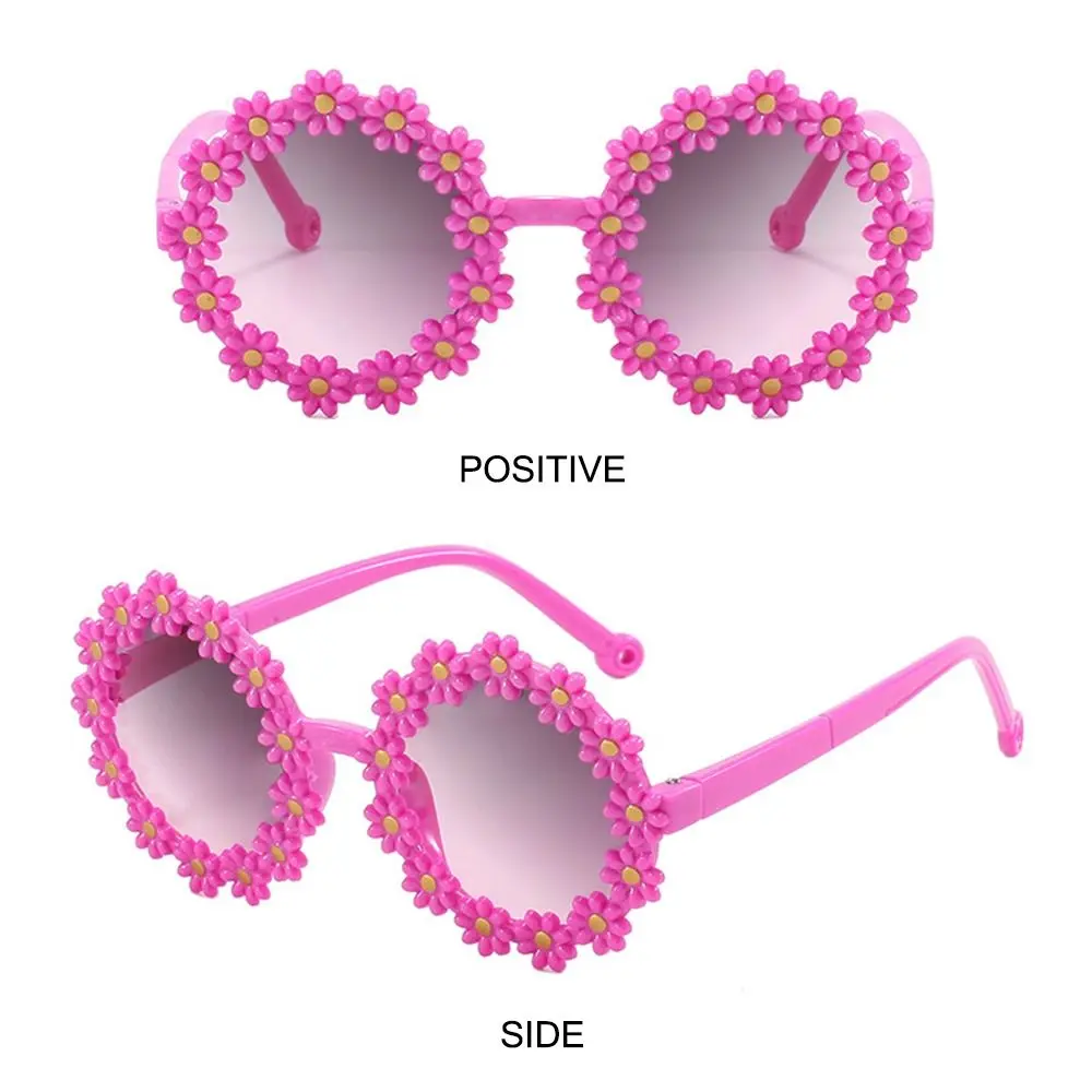 Trendy Ocean Lens Children's Round Flower Sunglasses UV 400 Protection Flowers Sun Shades for Kids Girls Daisy Eyewear