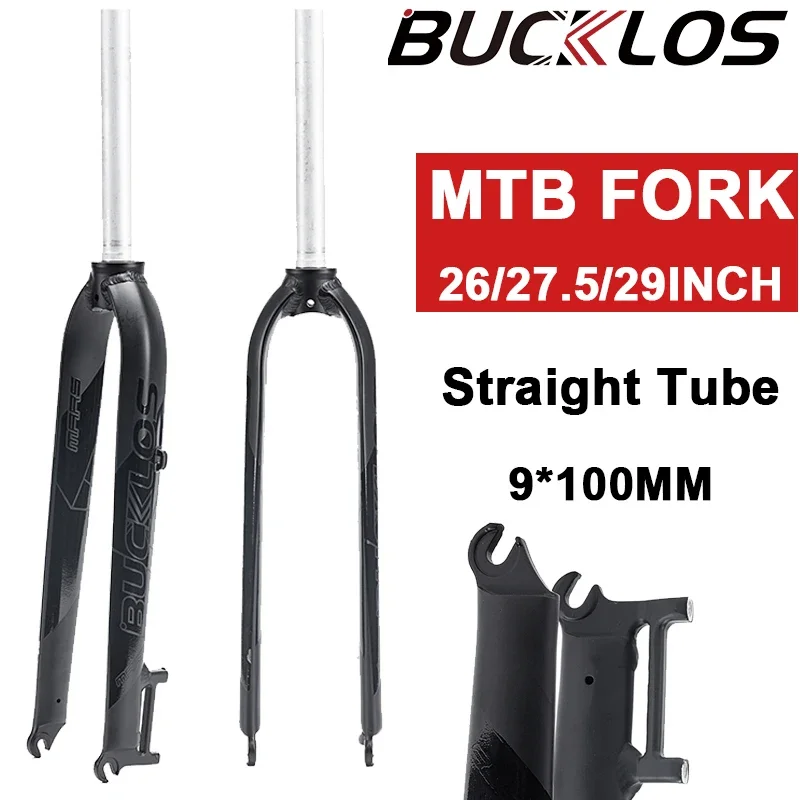 

BUCKLOS Mountain Bike Fork 26/27.5/29inch Aluminum Alloy MTB Fork Disc Brake 9mm QR Straight Tube Rigid Fork Bike Accessories