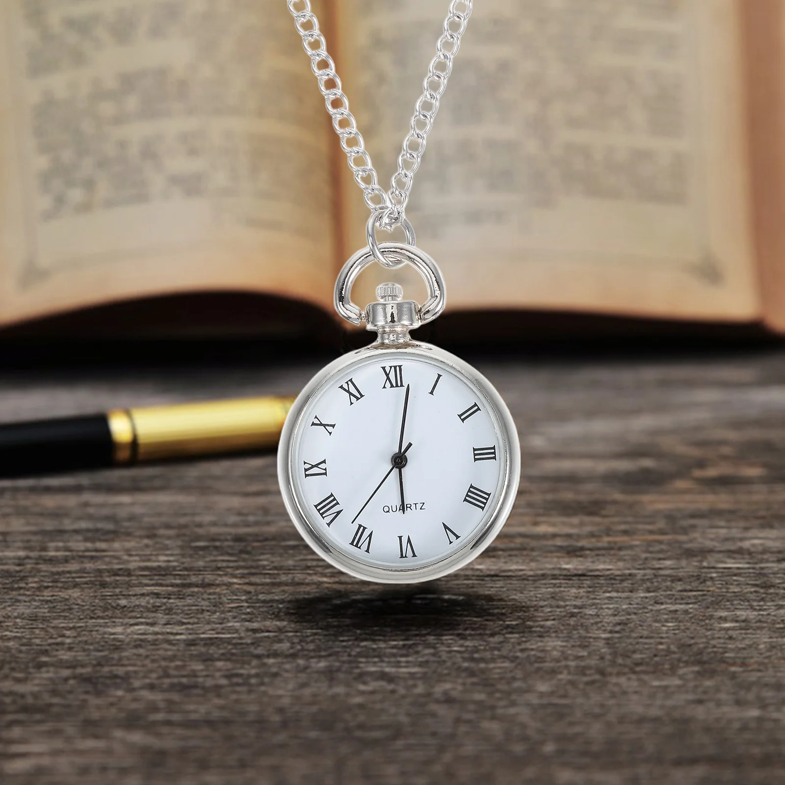 

1Pcs Necklace Pocket Watch Modern Alloy Hanging Watch Simple Pendant Durable Practical Precise Timing Accessory
