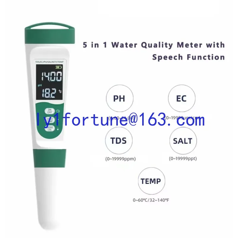 2026 Hot-selling 5 in 1 digital TDS water meter pen tester, acidity meter, salinity tester, high-precision pH salinity
