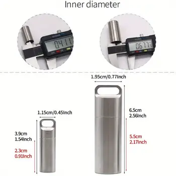 2個不銹鋼迷你藥盒分藥器鑰匙圈便攜式小藥盒藥瓶戶外密封防水瓶 8 最佳銷售 藥盒鑰匙扣 - №5