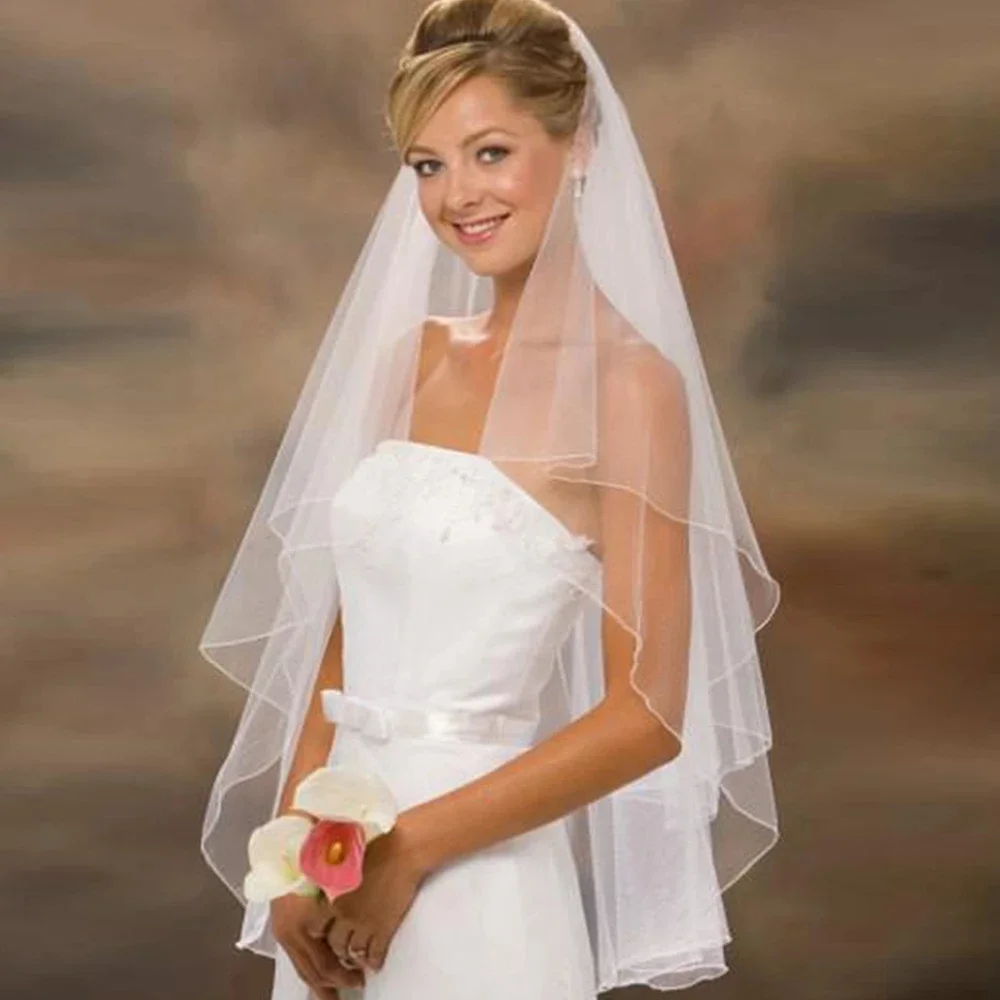 

Vestidos Elegant Wedding Accessories Tulle Illusion Comb Two Layer White Lvory Bridal Veils Fashion