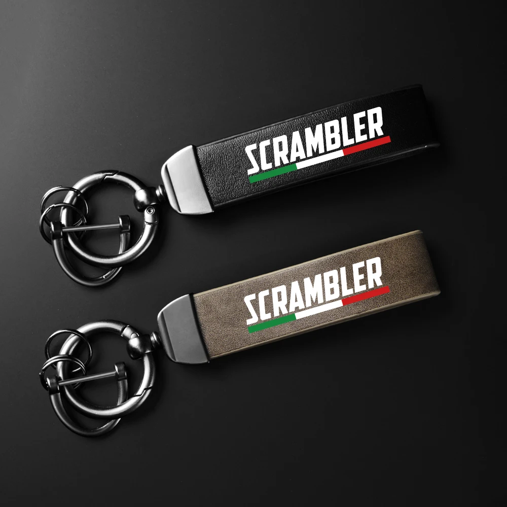 For Ducati SCRAMBLER 800 SUPERSPORT PANICALE Leather Suede Keychain Motorcycle Accessories Holder Carbon Leather Keyring