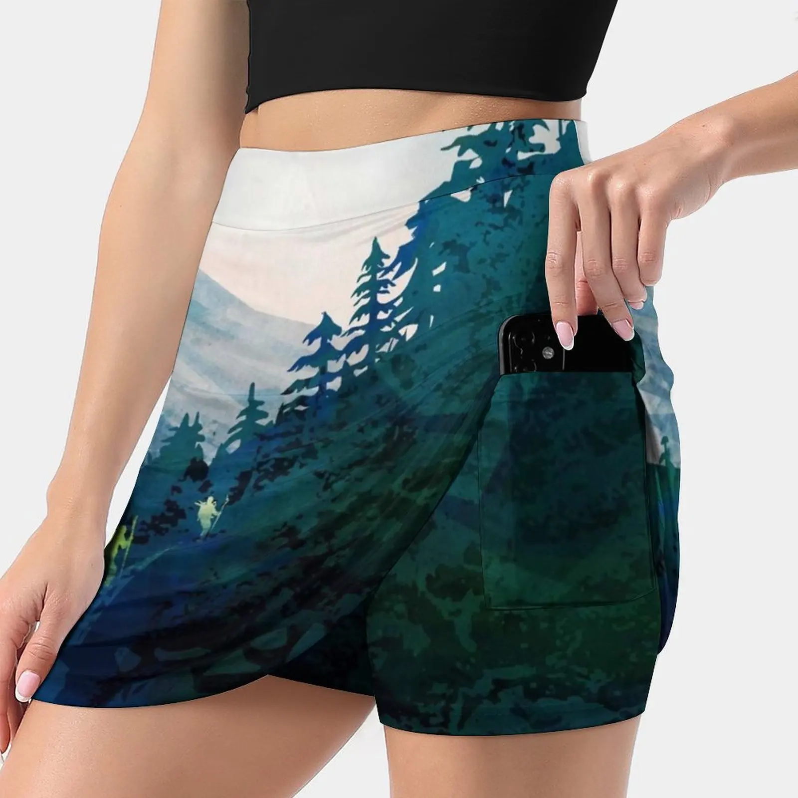 Heritage Art Series-Jade Skirts Woman Fashion 2022 Pant Skirt Mini Skirts Office Short Skirt Heritage Landscape Mountain Sunset