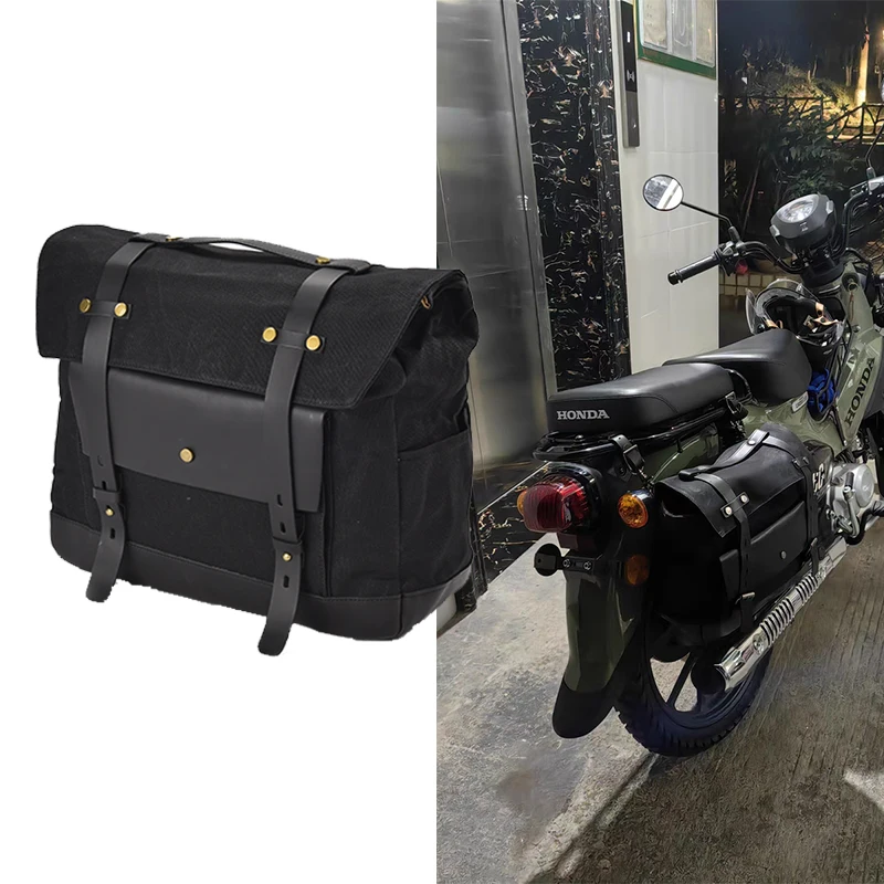 

Retro Motorcycle Saddle Bag Universal Waterproof Oil Wax Canvas Messenger Bag Motorcycles Cruisers Side Bag Large Capacity