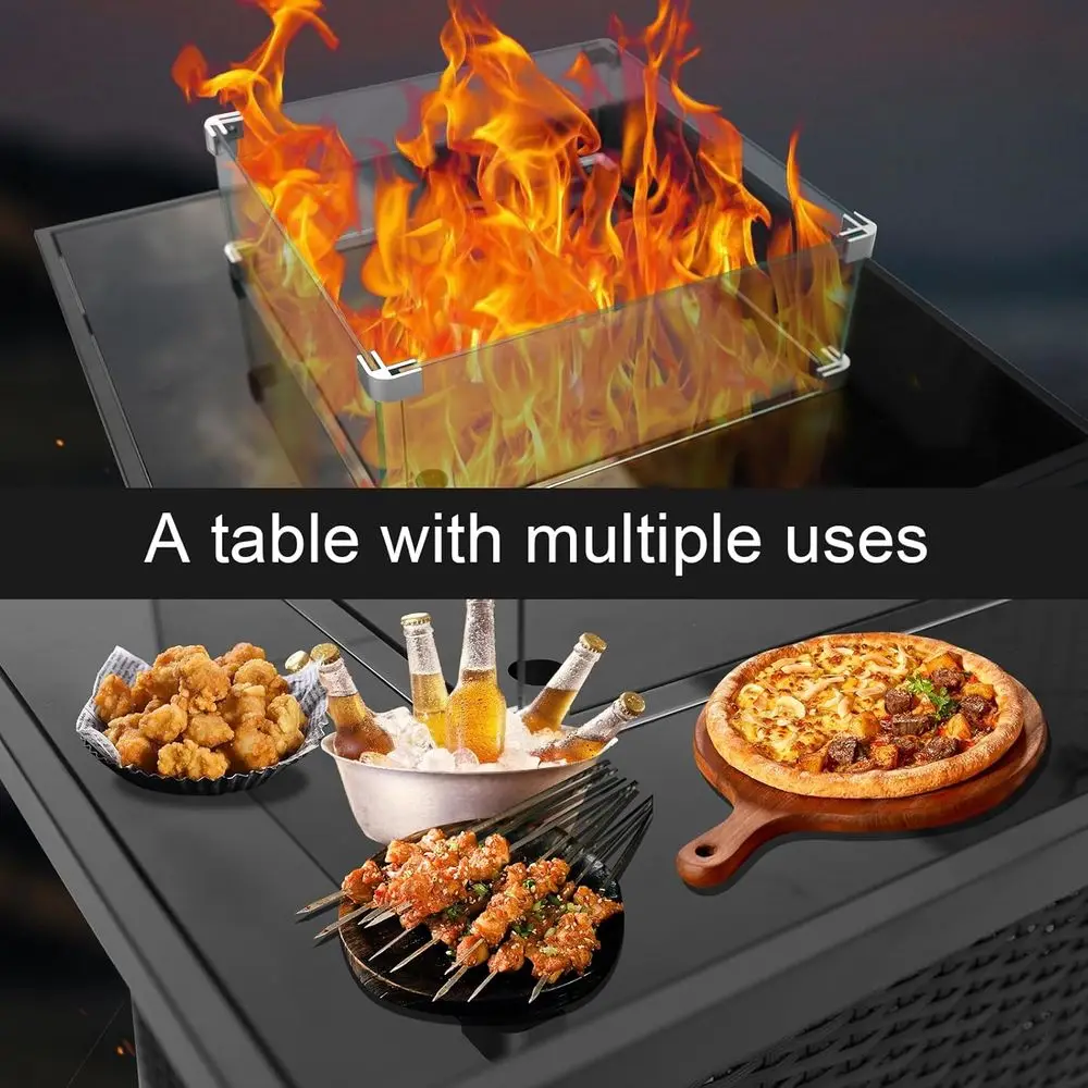 Outdoor Rattan Sectional Sofa Set with Cushions and Glass Table for Patio, Garden, or Backyard (Coffee, 28)