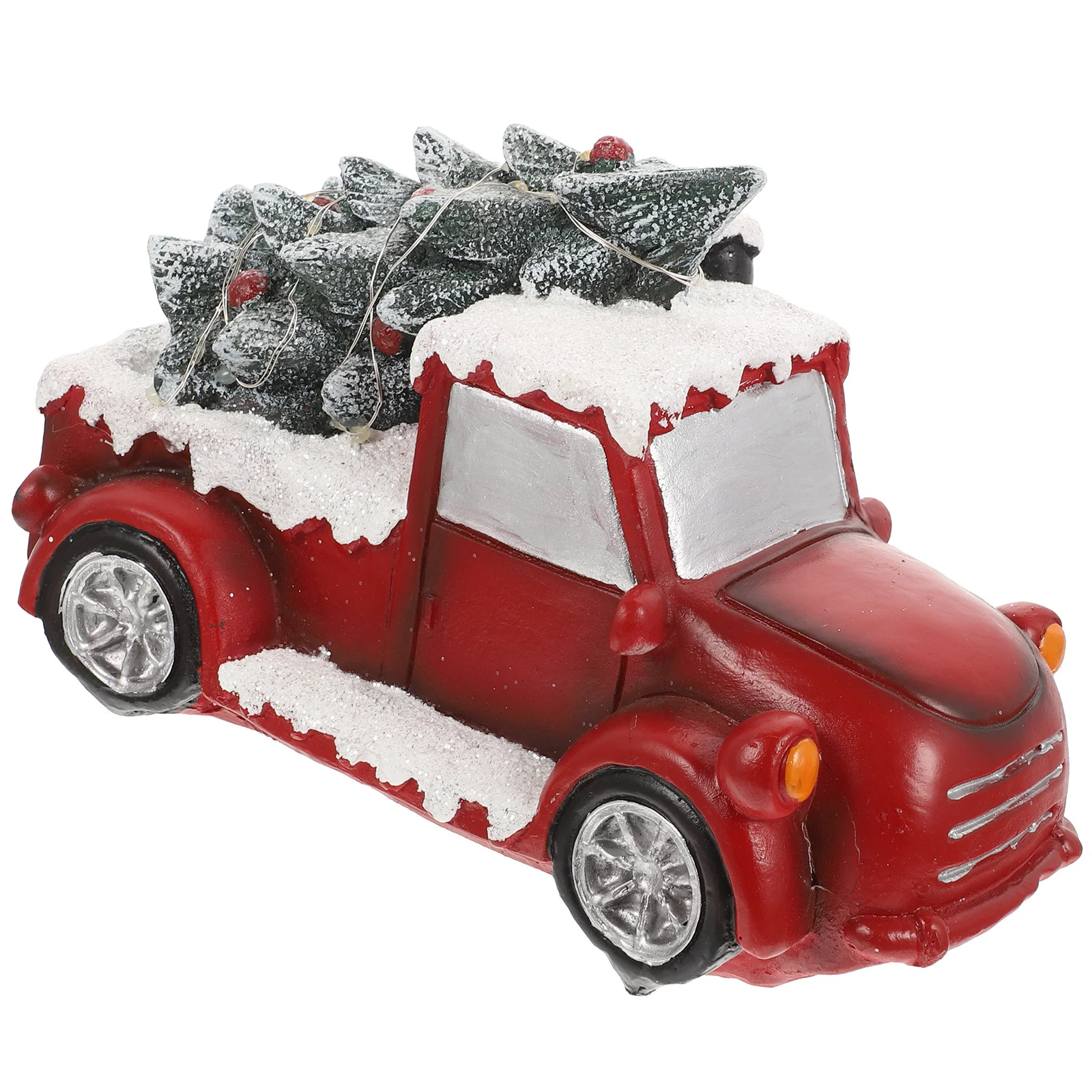 

Xmas Red Truck Resin Decoration LED Lights Christmas Tree Ornament Xmas Desktop Table Decor Gift Christmas Resin Truck