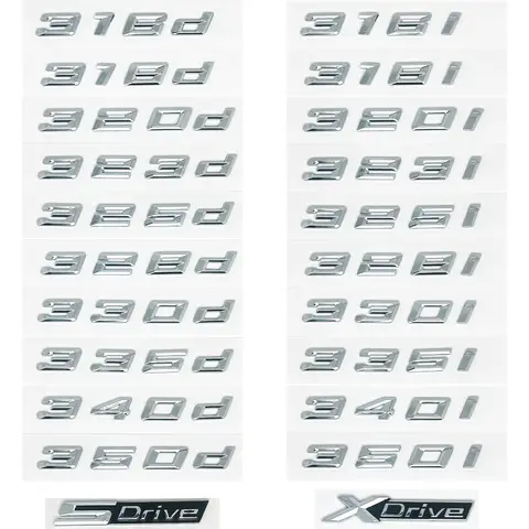 for new font number 316i 318d 320i 325i letters 328d 330i 340i GT Badge ABS 3 Series E90 E46 F30 car rear enclosure sticker 10 best sales car number - №7