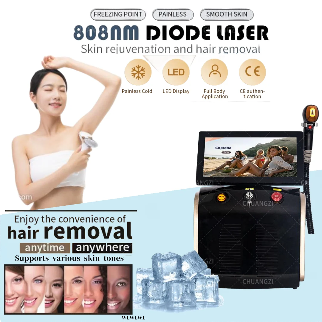 2024 New Hair-Remove Ice Platinum 3 Wavelength 808 Diode Laser 808nm Hair Removal Machine 808 Remov Machin Remover for Home Use