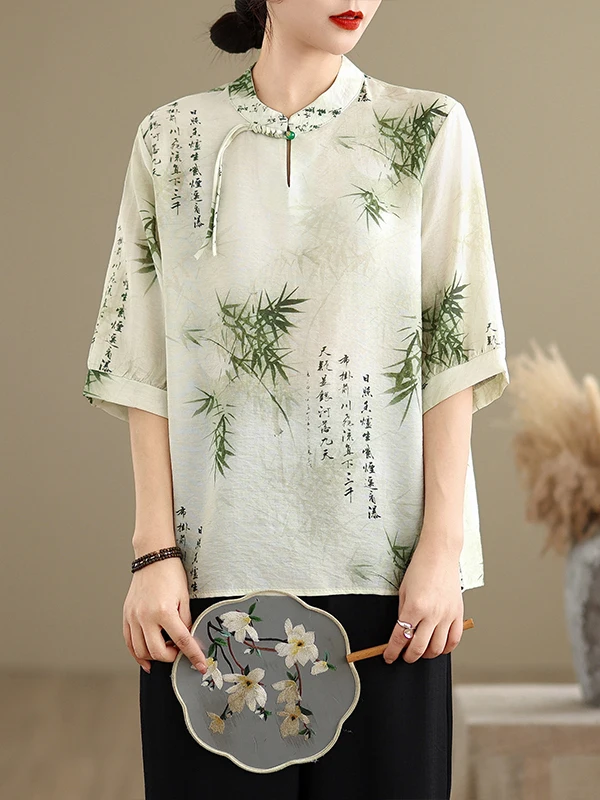 

Ele женский ort Sve irt Summer Thin Faion с винтажным принтом, свободный крой для поездок на работу, тонкий материал стандартной длины