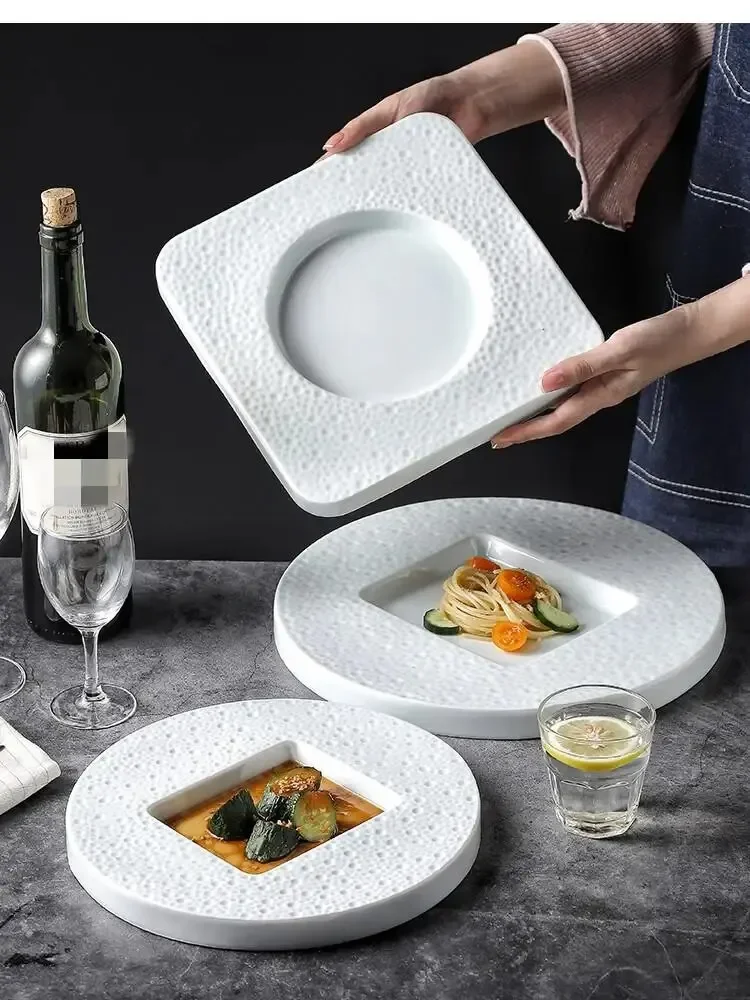 White Circular, French Dinner Plates, Family Dishes, Dessert Ceramic Plate, Restaurant Supplies, Kitchen Tableware
