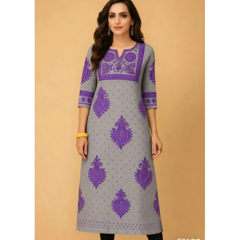 Fiori musulmani Kurt Natale Moda casual da donna Abito comodo Manica lunga Tubo dritto Abito arabo etnico casual