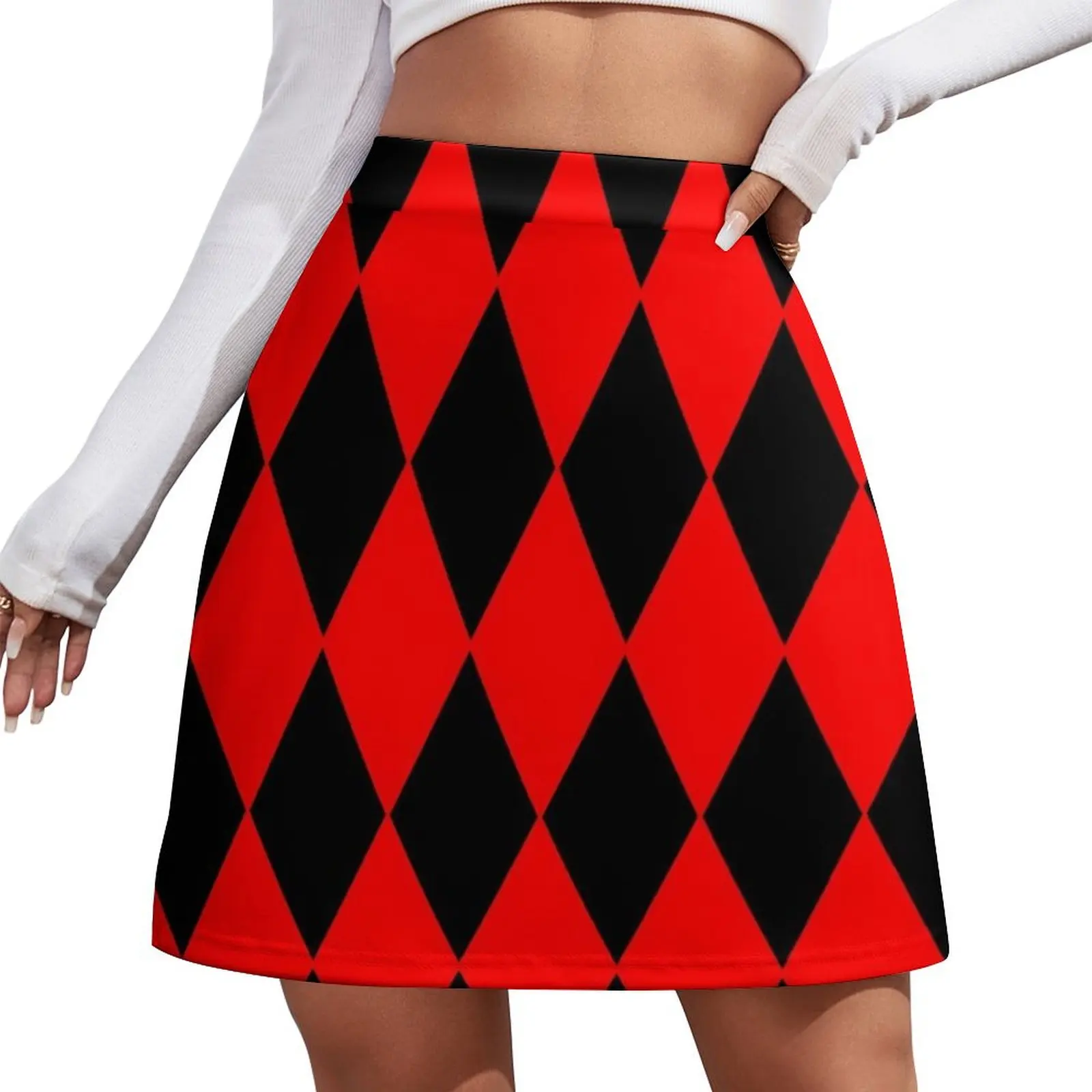 

Red and Black Harlequin Mini Skirt skirt for women dress women summer micro mini skirt extreme Mini