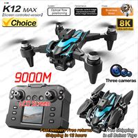 New K12 Max Screen LCD RC Drone 8K HD Camera Brushless Motor Obstacle Avoidance Foldable Quadcopter Dron RC Toy