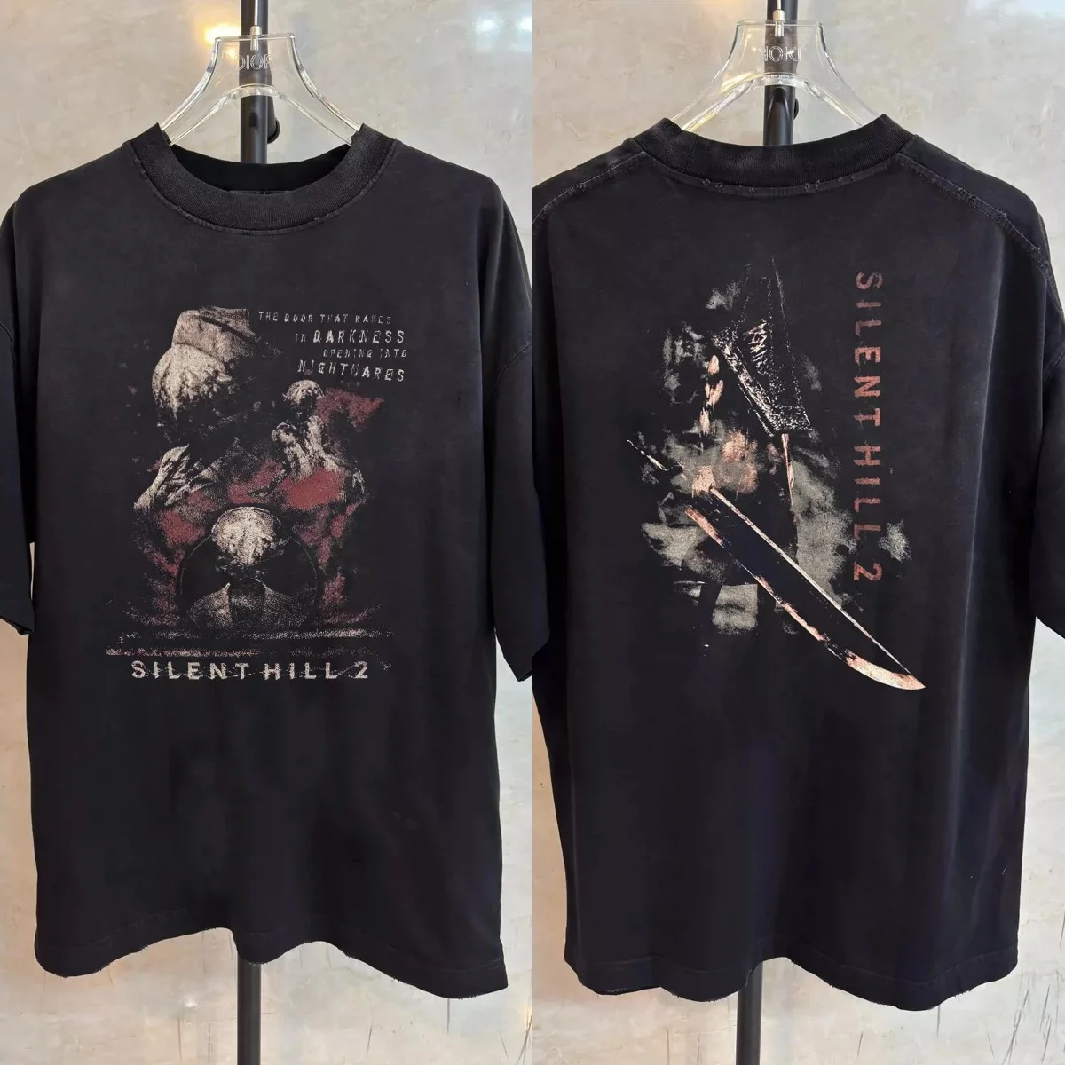 Silent Hill 2 Double Sided Nurse and Pyramid Head Graphic T-Shirt Cotton Men Women Streetwear Tee