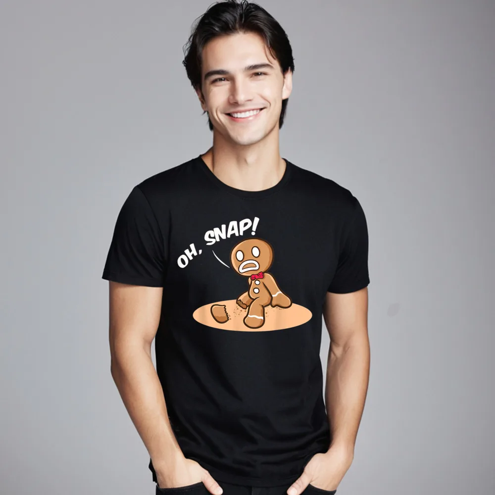 T-shirt de manga curta colar redondo para homens, casual e engraçado, feito de algodão, com pressão, braço da perna, engraçado, dia das mães