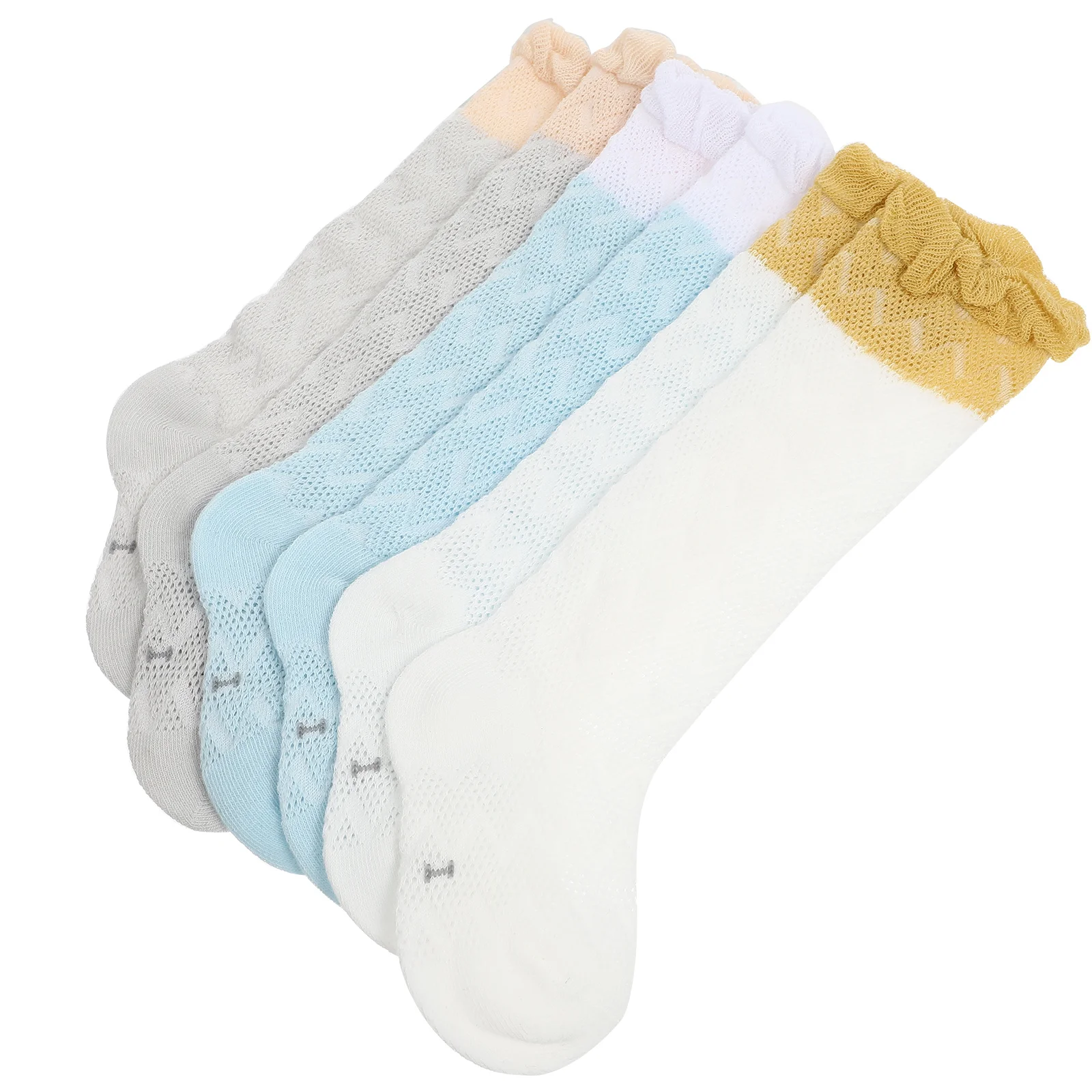 3 คู่ถุงเท้าเด็กชุดสบายน้ำหนักเบาถุงเท้าเด็กสูงถึงเข่าถุงเท้ายาวระบายอากาศได้สำหรับวันหยุดของขวัญวันเกิด