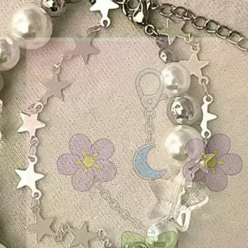 Harajuku Star Bracelet Girl Pentagram Pearl Beaded Bangle For Women Vintage Aesthetic Charm Bracelet Accessories Jewelry Gift
