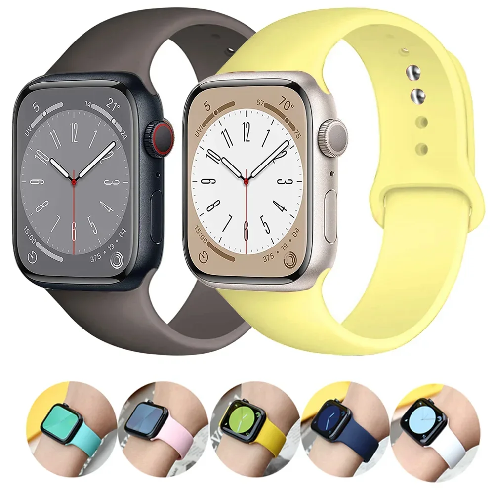 Straps For Apple Watch band 44mm 41mm 45mm 40mm 49mm 42mm 38mm Silicone Sport bracelet correa iwatch Series Ultra 8 7 se 6 5 4 3