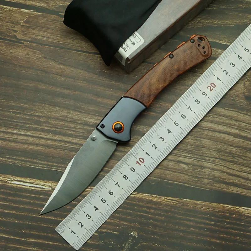 

LEMIFSHE Crooked River BM15080 Mark S30V Blade Aluminum/Wood/G10 Handle Folding Knife Outdoor Camping Kitchen Survival EDC Tool
