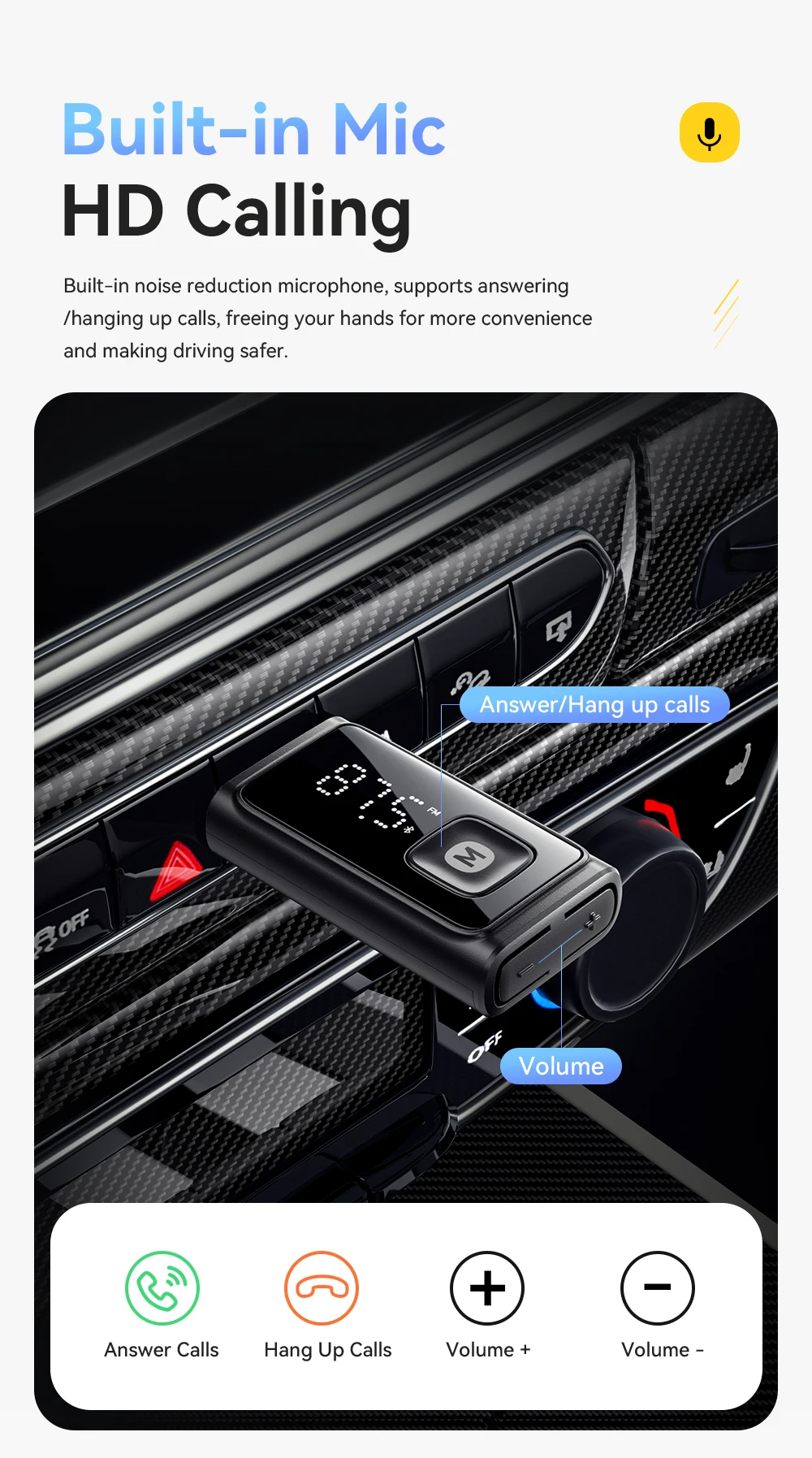 Essager Bluetooth 5.4 Auto-Adapter, kabelloser FM-Transmitter mit automatischem Ein-/Ausschalten, Freisprechanruf, Hi-Fi-Musik-Audioempfänger für Autos – Detail 8