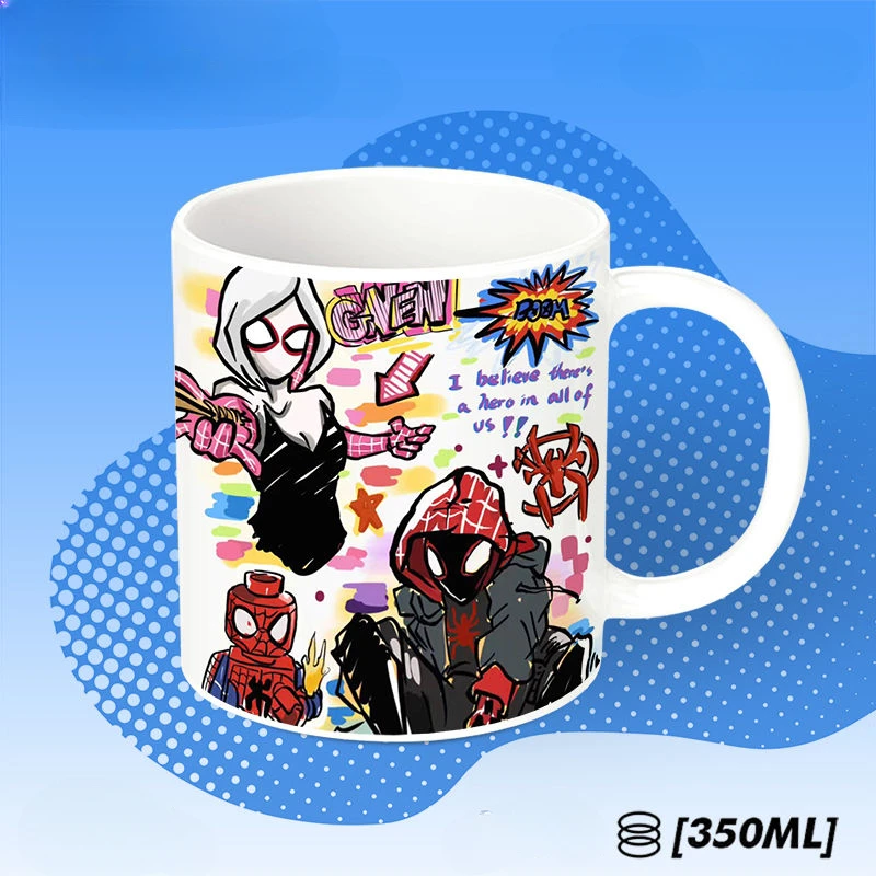 Marvel cartoon creative large-capacity ceramic mug Spiderman personality breakfast milk coffee cup couple water cup holiday gift