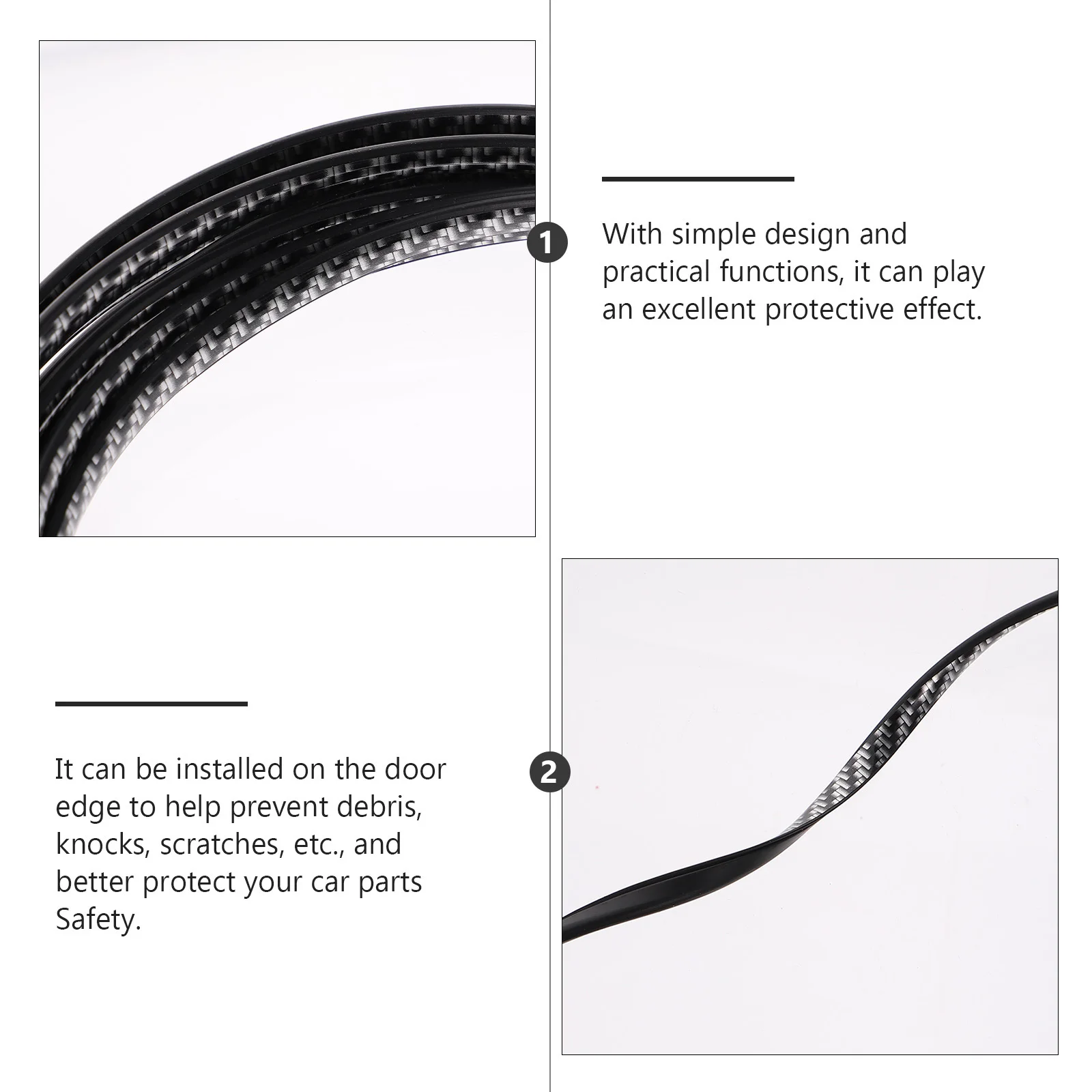 

2 Pcs Blocker Bumper Strip Car Door Edge Trim Guard Protection Strips Plating Film