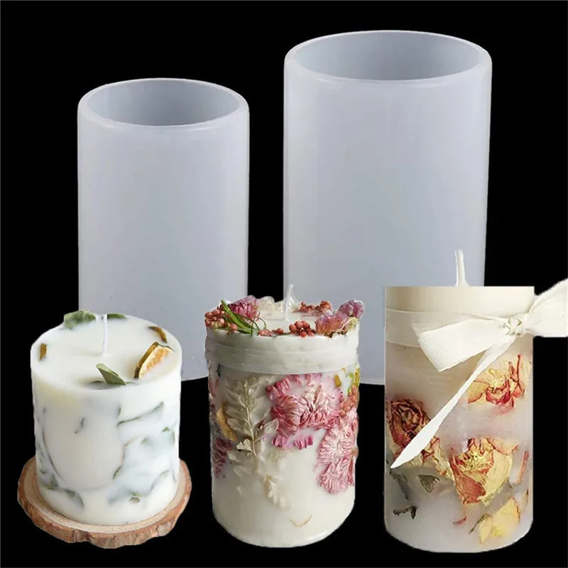 

3D Cylinder Shape Candle Silicone Mold DIY Cented Candle Soap Mould Craft Gift Making Plaster Resin Wax Homemade Decoration