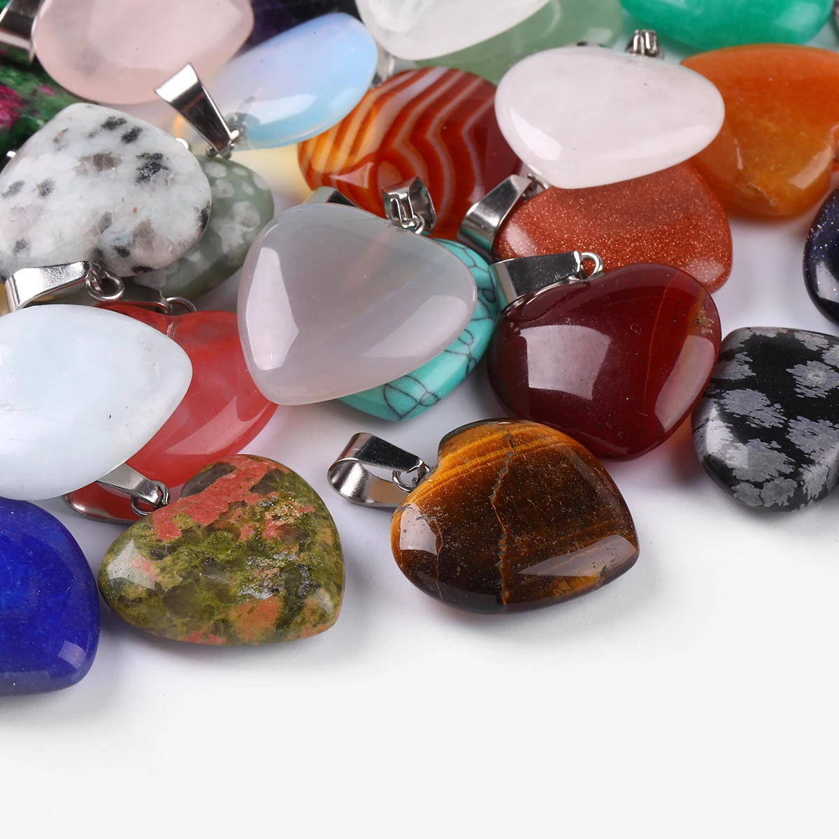5 Pcs/lot Natural Stone Crystal Heart Pendants 20mm Fashion Charms Healing Stones for Jewelry Making Diy Necklace Accessory