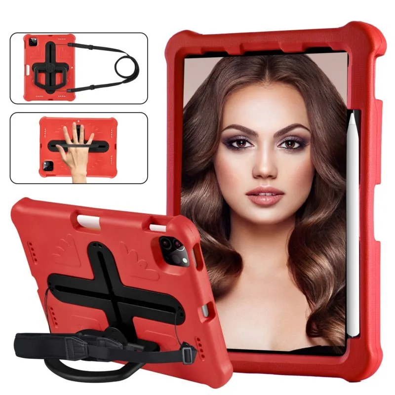 PC+EVA Shockproof Child Tablet Case with Stand Hand Strap Pencil Holder for iPad Mini 6/7 8.3 Pro 11inch 2018-2025 Air 11 M2/M3