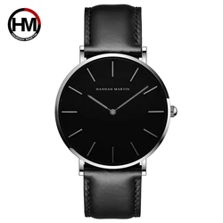 HANNAH MARTIN Brand Japan Quartz Movement Men's Waterproof Wrist Watches Fashion Luxury Ultra Thin Leather Creative Male Watches