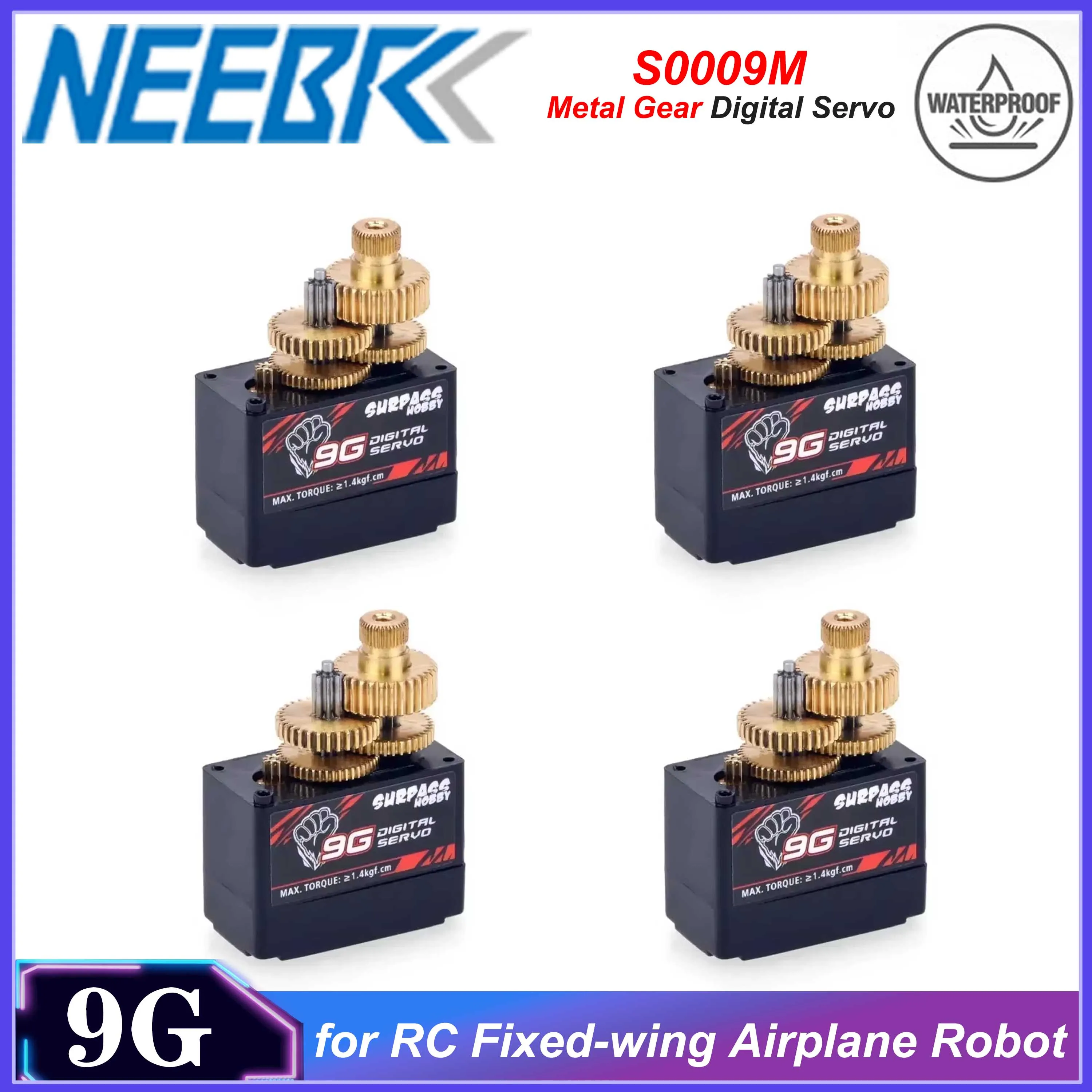 1/2/4개 서패스 하비 S0009M 9g 메탈 기어 디지털 서보 1.4KG 토크 RC 고정익 항공기 글라이더 로봇 자동차 보트용