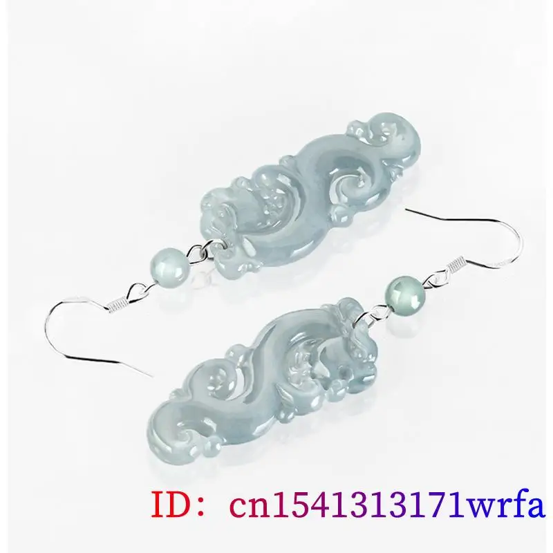 Boucles d'oreilles dragon en jadéite de Birmanie bleue pour femmes, argent 925, cadeau de mode, bijoux naturels ismans l'Arctique dents, cadeaux d'énergie, véritable diversification du Myanmar