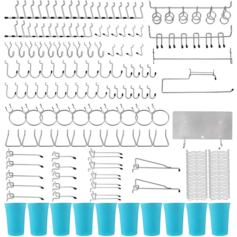 

Pegboard Hooks Assortment, Plastic Bins, Peg Locks For Organizing Storage System, 202 PCS,70 Of Which Are Locks