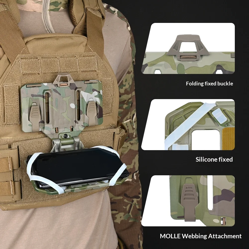 

Mount Tactical Navigation Board Universal Chest Tactical Vest Folding Mobile Phone Holder, Outdoor Gadgets