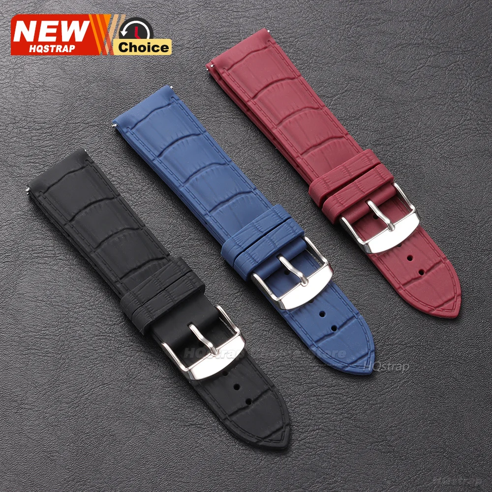 Bamboo Pattern Silicone Strap 20mm 22mm Men Women Waterproof Wristband for Omega for Samsung for Huawei Watch Band Quick Release