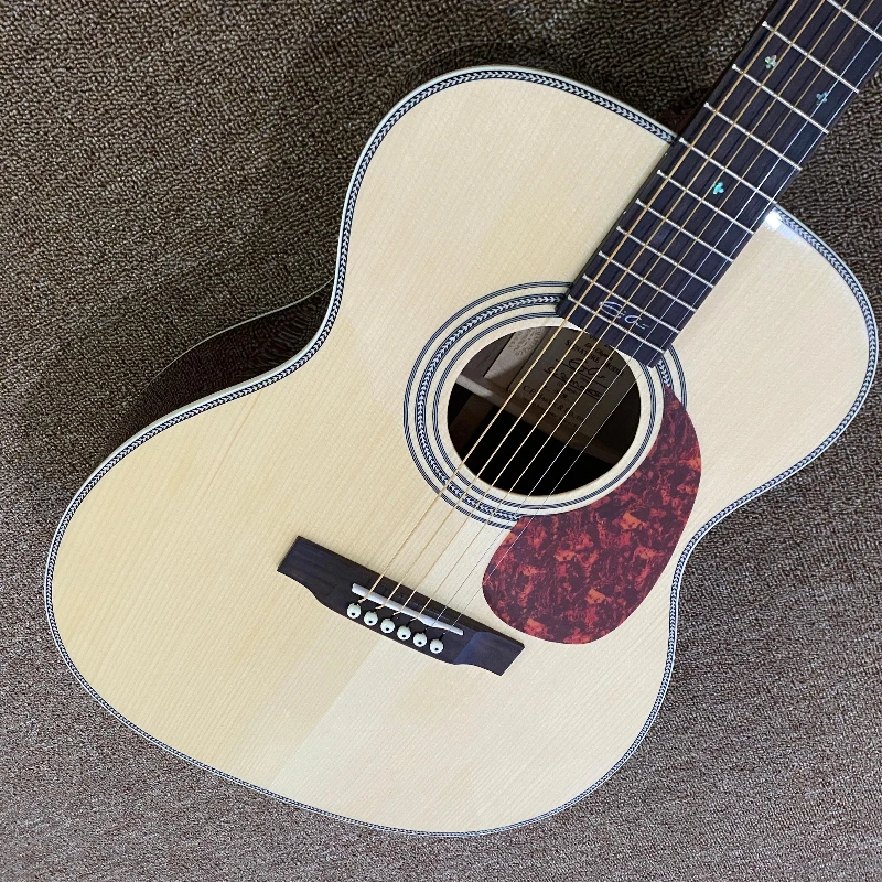 39 Inch 00028 Body Acoustic Guitar Natural Spruce Solid Top Balanced Tone Ideal Female Beginners  Professional Performance
