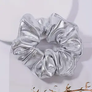 【Fashion Hair Band】1-Piece Creative Silver Pu Leather Hair Band | Women's Fashionable High And Low Ponytail Hair Band Headdress