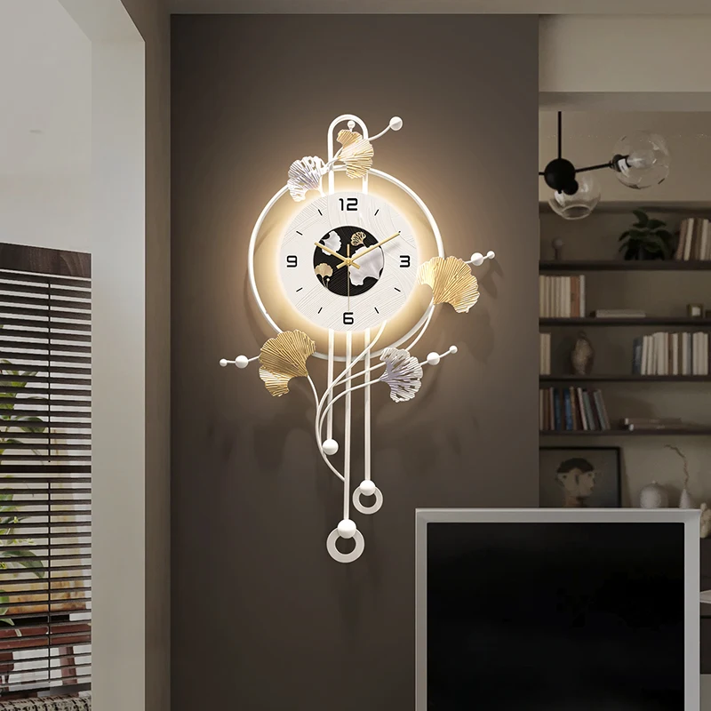 

Light Bedroom Wall Clock Office Chic Round Pendulum Luminous Wall Clocks Art Design Klokken Wandklokken House Decoration