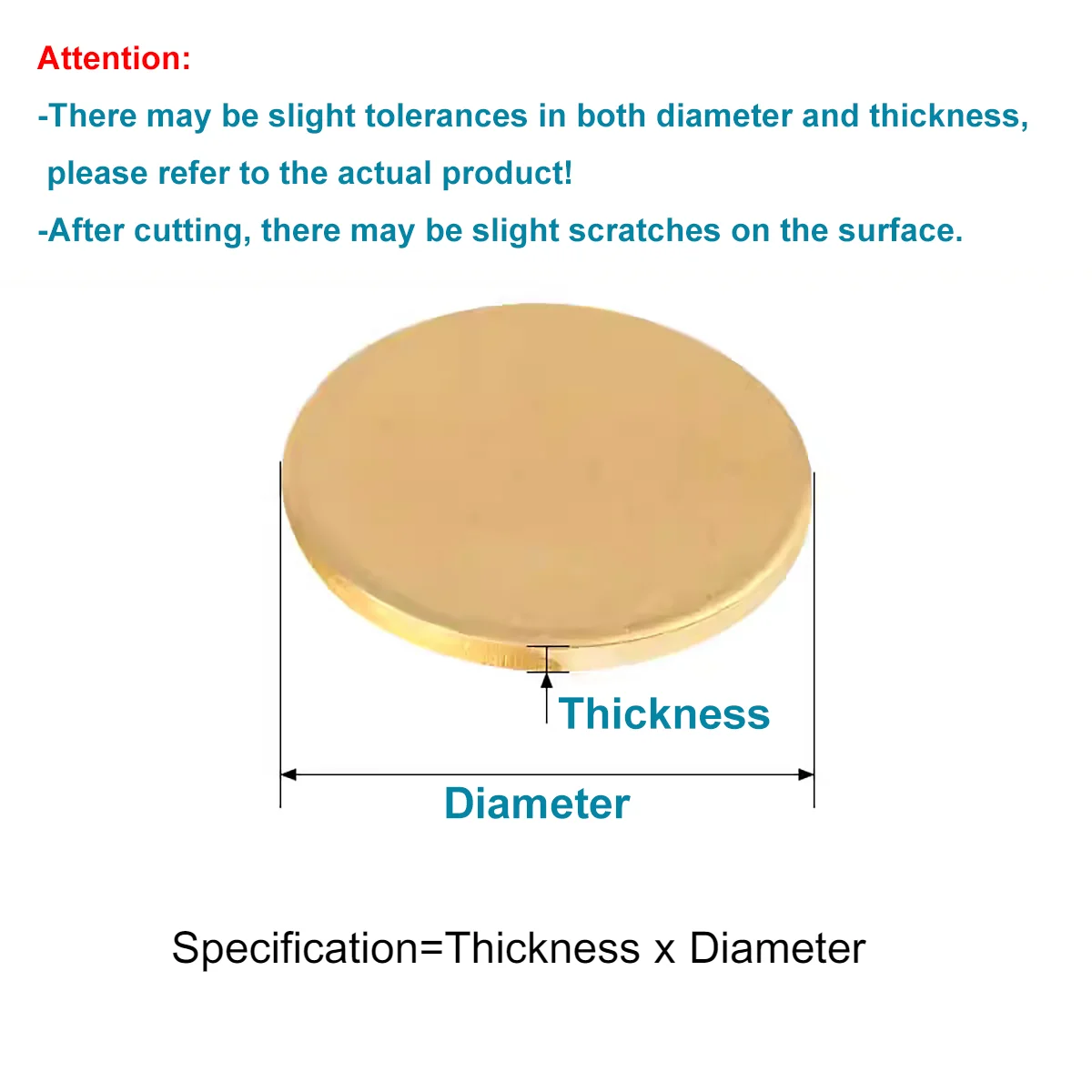Thickness 0.3/0.5/0.8mm H62 Brass Round Plate Disc DIY Brass Pad Brass Sheet Diameter 10 15 20 25 30 35 40 45 50 55 60 65~300mm