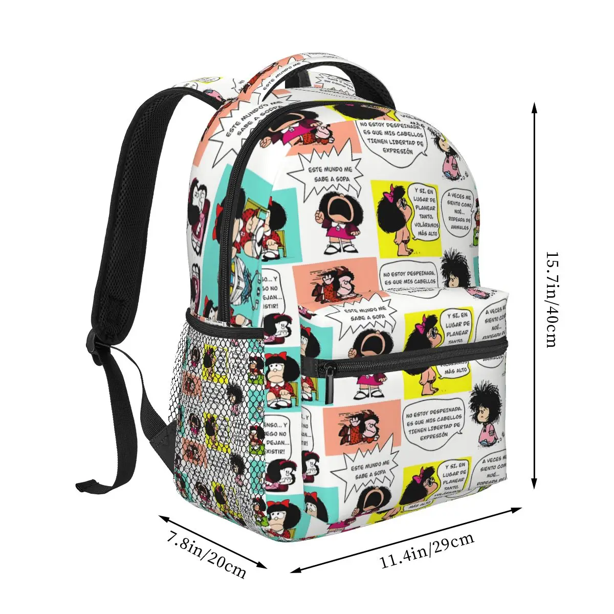 Words Cute Knapsack for Men Women Anime Mafalda Books Backpack Female School