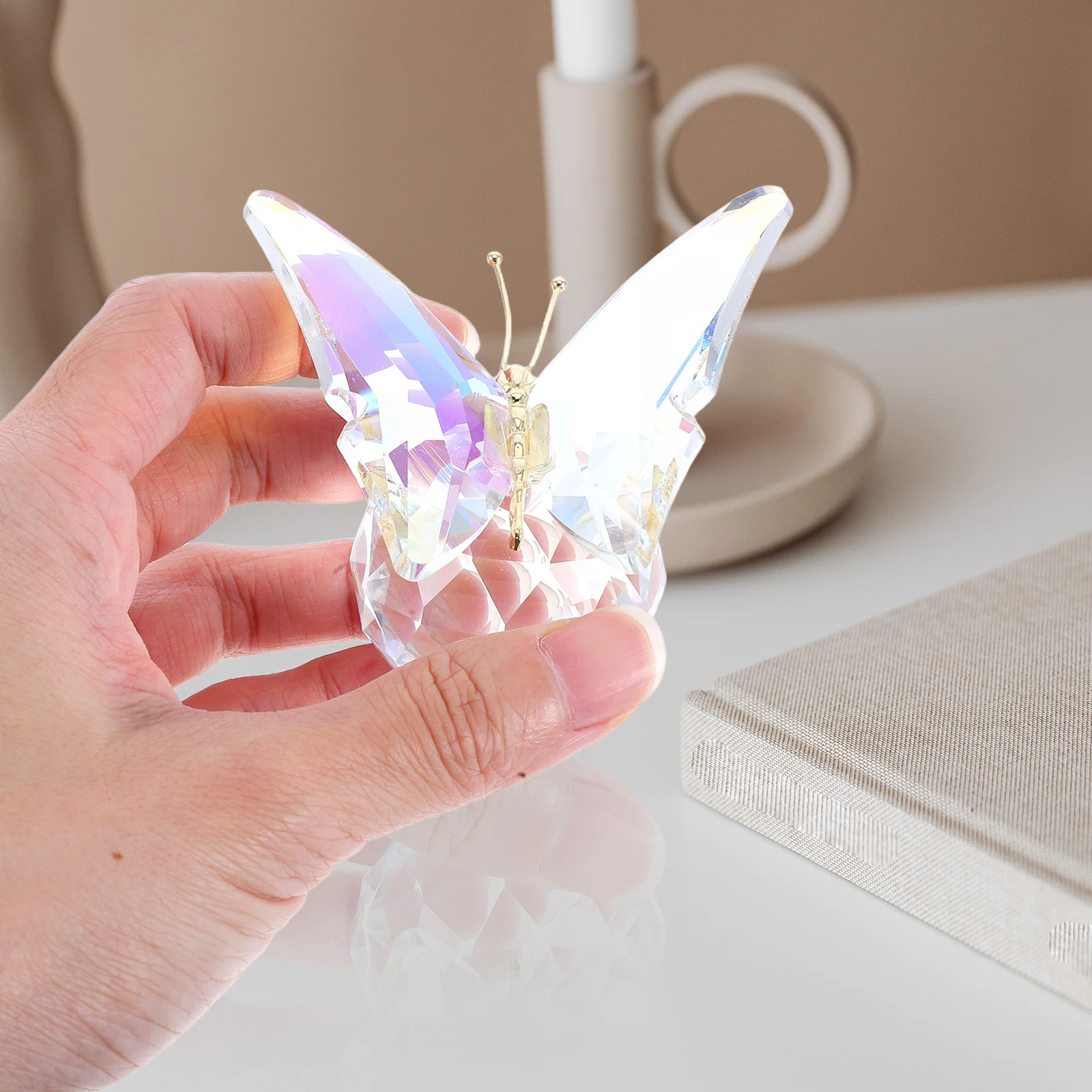 

Crystal Butterfly Centerpiece Detailed Design Desktop Shelf Decor Elegant Butterfly Glass Sculpture
